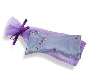 LAVENDER EYE PILLOW IN LILAC EMBROIDERED SATIN